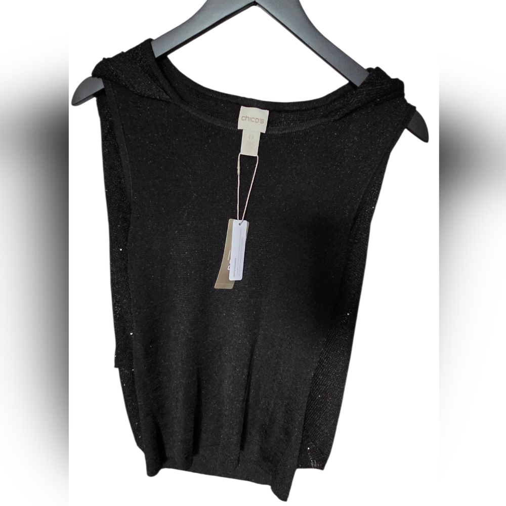 Chico's Sparkling Black Sleeveless Blouse